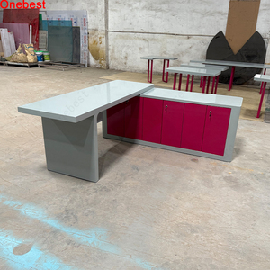 Mesa de oficina inteligente en forma de L para empresa de escritorio de lujo, mueble de oficina de color brillante - Product Image 6