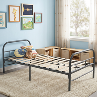 Cadre de lit en acier et fer de style moderne, aspect classique européen, base à lattes en bois antidérapante, support stable, pour chambre d'adolescents, origine Chine