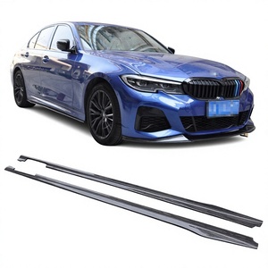 Pour BMW Série 3 G20 G21 M SPORT 2020-2022 Extensions de jupes latérales en fibre de carbone style OMS, lèvre de spoiler, séparateur de pare-chocs avant - Product Image 1