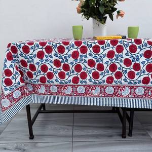 Jaipuri Handmade Unique Simple Floral Hand Block Printed Indian Cotton Eco-Friendly Durable <b>Round</b> <b>Table</b> Cover for <b>Table</b> Styling - Product Image 4
