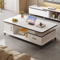 Meubles modernes pour salon et chambre à coucher, table basse blanche et meuble TV avec plateau en verre, rangement durable