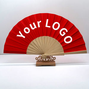 Éventail pliant en bois personnalisé, prix d'usine, décoration rouge, impression personnalisée, éventail en bambou pour mariage - Product Image 1