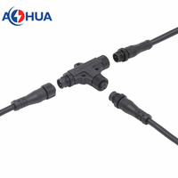 Séparateur en métal enfichable M12 2 3 connecteur LED IP68 mâle femelle 4Pin pour projet d'éclairage