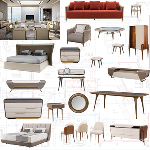 Tapicería de madera Diseño de Arte de lujo italiano Cuero Seccional Sofá de salón hecho a medida Conjunto <span class=keywords><strong>Muebles</strong></span> de dormitorio - Product Image 1