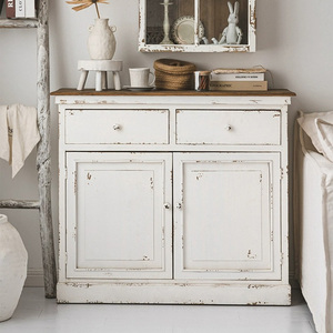 Nordic <strong>Retro</strong> White Home Furniture Solid Wood Drawers 2 Doors European Vintage Designs Living Room Cabinet <strong>Sideboard</strong> - Product Image 1