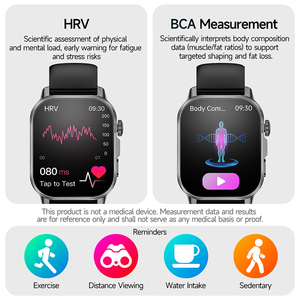Montre connectée ET571 avec lampe torche, étanche IP68, ECG, surveillance de la pression artérielle, de la température corporelle, suivi de la santé, montre connectée de sport et de fitness - Product Image 6