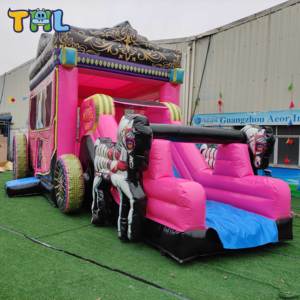 Château gonflable combiné pour enfants en PVC commercial <span class=keywords><strong>de</strong></span> 0,55 mm, château gonflable princesse Moonwalk - Product Image 1
