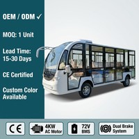 Bus électrique de tourisme OEM 14 places avec portes fermées, chargeur intelligent BMS 72V, certifié CE, navette pour station balnéaire en montagne