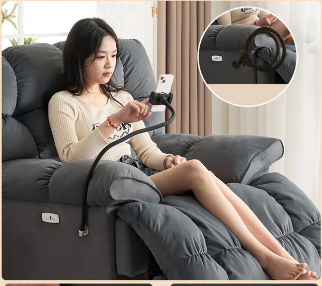 REGAL MH-001 Sofa Special Mobile Phone Stand 360 Degree Adjustable Angle Can Be Bent Folding Black Steel Stand Mobile Phone Hold