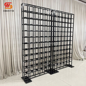 Décoration de réception de mariage en plein air, nouvelle conception d'usine, toile de fond murale en métal noir à grille pour bougies - Product Image 4