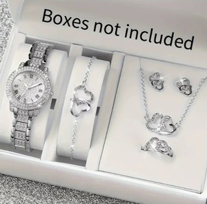 Orologio da Donna Elegante con Quadrante Romano e Diamanti, Set di Gioielli con Cinturino in Acciaio Inossidabile, Ideale come <span class=keywords><strong>Regalo</strong></span> per Anniversari - Product Image 6