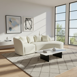 Elegante Juego de Sofás Tapizados en Tela Crema con Forma Curva KIKA K102 #   Diseño Modular Seccional Moderno para Sala de Estar de Villa o Casa de Huéspedes - Product Image 4