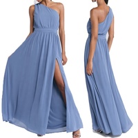 Dernier modèle tendance de robes longues de bal de promo élégantes et fendues en mousseline de soie robes de demoiselle d'honneur à une épaule orange brûlée