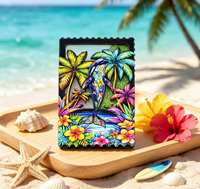 Imán de nevera 3D con purpurina de arena movediza en capas, recuerdo de playa tropical de Bahamas, imán de nevera con forma de sello, regalo de viaje