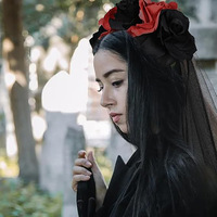 Costume d'Halloween Echo 5 pièces pour hommes, style gothique, robe de mariée ancienne, voile Rose de la Mort, collier de roses
