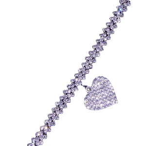 ZYO <span class=keywords><strong>Personnalisé</strong></span> Étanche Charme Personnalité Pied Bijoux Bling Strass Tennis Chaîne Coeur <span class=keywords><strong>Cheville</strong></span> <span class=keywords><strong>Bracelet</strong></span> pour Femmes Fabrication de Bijoux - Product Image 5