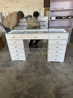 Table de maquillage moderne et luxueuse personnalisée avec 13 tiroirs, éclairage LED, pour chambre à coucher