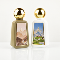 Flacon de parfum de luxe personnalisé avec logo Byron, 100 ml, en verre borosilicate, pulvérisateur à pompe, diffuseur à bâtonnets, forme plate, estampage doré, modèle Zhejiang