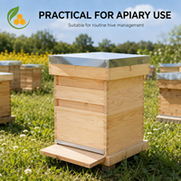 Premium Britisches Nationales Holz-Bienenstock-Komplettset: Künstlerfutterkasten & Überkasten-Kit mit verzinktem Deckel – Imkereibedarf