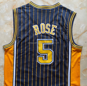 Siap untuk dikirim Jermaine ONeal biru dongker kualitas terbaik dijahit Jersey basket - Product Image 4