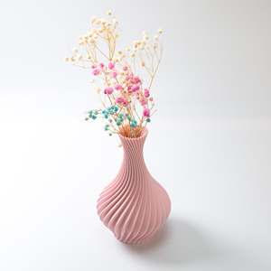 Jarrón de Plástico Moderno Rosa con Diseño 3D en Espiral, Porta Flores de Mesa, Venta al por Mayor, FBA - Product Image 1