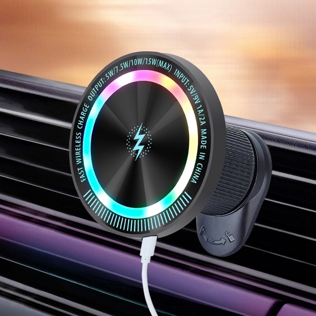 Magnetic Wireless Charging Car Mounted Wireless Charger 15W Fast Charging Car Mount