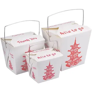 Boîtes de nouilles personnalisées boîtes d'emballage à emporter conteneur de pavillon de nourriture chinoise Panda Express avec poignée en fil