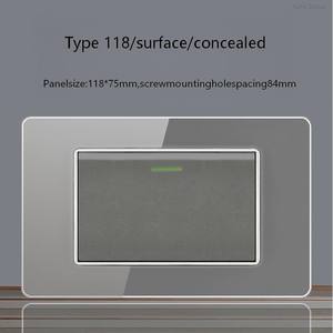 Interruptor de Pared con Panel Gris, Seguridad EU US BR, Interruptor de 1, 2 o 3 Botones - Product Image 3