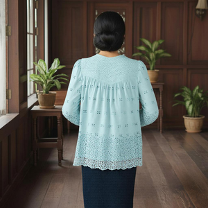 ชุดบาจูกูรุงทันสมัยแบบเรียบง่าย ลายดอกไม้ ผ้าโพลีเอสเตอร์ไม่ต้องรีด พร้อมส่ง แฟชั่นมาเลเซีย สินค้าขายดีที่ได้รับการพิสูจน์แล้ว พร้อมสวมใส่ - Product Image 5