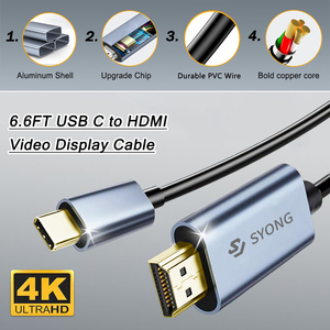 Câble adaptateur SYONG USB-C vers HDMI pour téléphone 4K 30HZ, synchronisation vidéo et audio, compatibilité <span class=keywords><strong>de</strong></span> sortie YouTube vers TV - Product Image 2