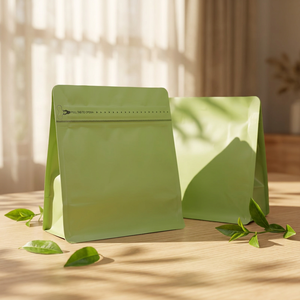 Bolsa para granos de café con fondo plano, mate, resellable, con cierre de cremallera, material apto para alimentos, 250g 500g, en stock - Product Image 2