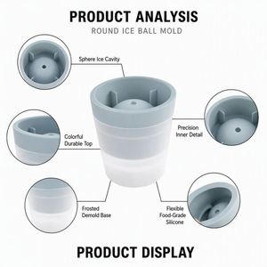 Moule à glaçons sphériques en silicone grand format avec logo personnalisé LA, pour whisky, facile à démouler, transparent, OEM ODM - Product Image 3