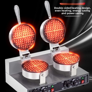 Macchina per Waffle Professionale per Vendita Ambulante, <span class=keywords><strong>Forno</strong></span> Elettrico per Waffle 110V con Spina US/EU, Piastra a Doppia Testa a Forma di Cuore, 500-1000W - Product Image 2
