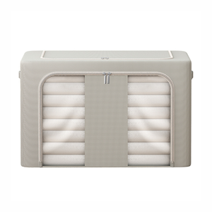 High Quality Cotton Clothing Storage Bins With Window Closet Organizer Steel Frame Linen Folding Storage Box For Home
