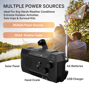 Hot-Selling Outdoor Emergency Portable Radio <b>LED</b> <b>Flashlight</b> ABS Material Solar Powered Hand Crank Charging Power Bank for - Product Image 2