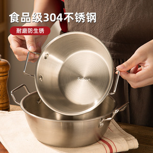 Bol en acier inoxydable à double poignée avec cuillère Capibala, bol à flocons d'avoine pour le petit-déjeuner et les salades, grande capacité, bol de cuisson - Product Image 4