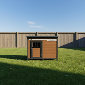 Casa para Perros Grande de Madera Sólida de 45 Pulgadas con Techo de PVC Impermeable, Refugio para Mascotas al Aire Libre con Puerta Corredera para Uso en Todas las Estaciones - Product Image 2