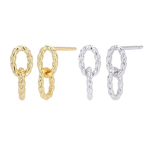 Boucles d'oreilles torsadées à double anneau en argent sterling S925, hypoallergéniques, perles vintage, bijoux fins pour mariage et soirée pour femmes - Product Image 1