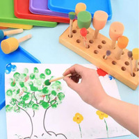 Outils de peinture pour enfants, bricolage, éponge, mousse, ensemble de pinceaux à tête ronde, tampon en mousse, brosse à peinture pour enfants, artisanat de peinture