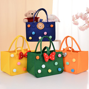 Bolsas de fieltro para niños de 23x23x12cm y 30x20x18cm con lunares y lazos, bolsas de regalo de cumpleaños para niños - Product Image 1
