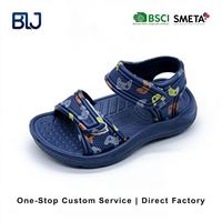 Sandalias Deportivas de EVA Antideslizantes para Niños, Diseño Personalizado OEM, Tema de Control de Videojuegos, Velcro, Color Azul Marino, para Verano y Actividades al Aire Libre