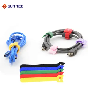 2021 Hot Sell Products High Quality 1/2'' Width 6'' 8'' 10'' Length Hook and Loop Strap With Logo Releasable Cable Ties