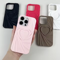 Coque de téléphone 3D en TPU froissé en forme de cœur, antichoc et anti-rayures pour iPhone 17 16 15 14 13 12 – Protection optimale