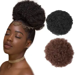 Grosir Wig Keriting Afro Kualitas Tinggi Tali Serut Ekor Kuda Pendek Afro Keriting Klip Ekor Kuda Poni Pada Rambut Sintetis Keriting Keriting