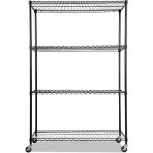 Alera ALE Unité d'étagères métalliques complète avec roulettes, quatre étagères, 48 x 18 x 72, noire, pour rayonnages utilitaires - Product Image 6