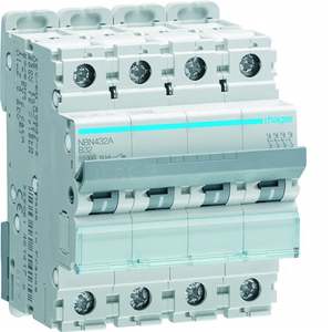 NBN432A Personalizzabile con Interruttore Automatico Miniaturizzato Hager 10000A 15kA 4P curva B 32A 4M - Product Image 1