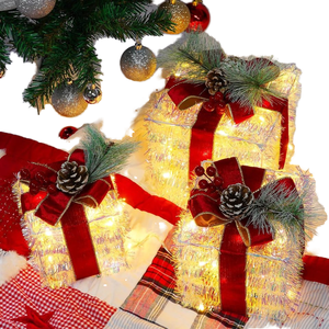 DAMAI Set of 3 <b>Christmas</b> Lighted Gift <b>Boxes</b> Led Light up <b>Boxes</b> Ornaments for Holiday Party <b>Christmas</b> Decorations Indoor - Product Image 6