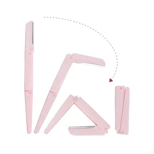 4pcs 일본 블레이드 고품질 모양과 안전 핑크 눈썹 트리머 면도기 눈썹 로고