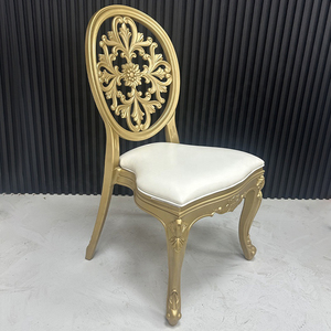 Meubles de mariage de luxe rembourrés avec coussin en PU fête événement Louis Banquet résine plastique chaise à dossier rond - Product Image 5