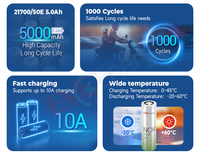 EVE 21700 3.6V 5000mah 3.7V 21700 Batterie au Lithium Batterie au Lithium pour Ebike Li Ion 18650 Batterie 21700 50E